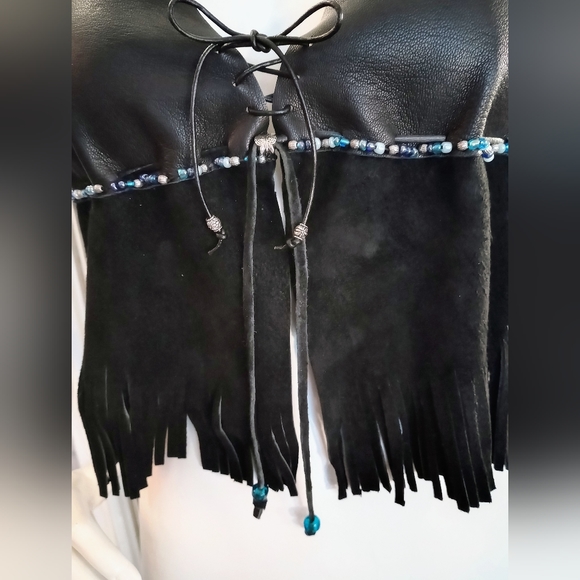 Handmade Black deerskin halter top - Picture 4 of 6